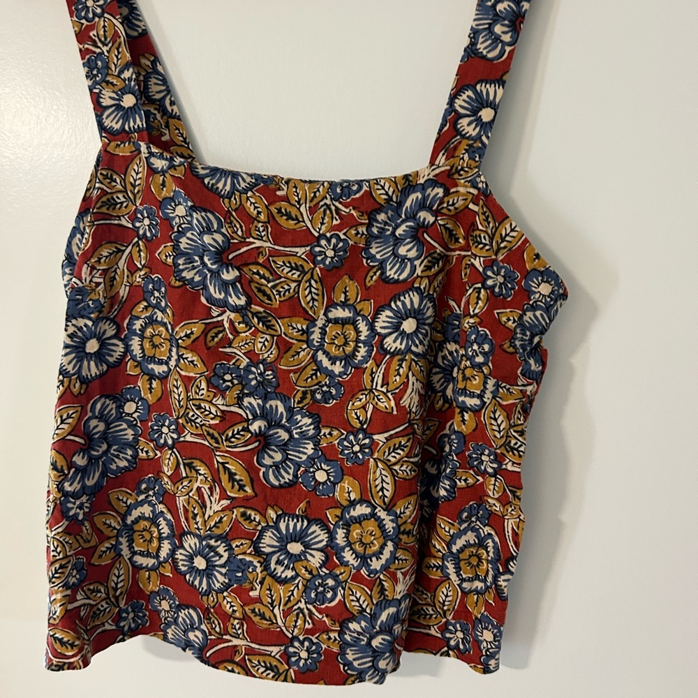 Faherty Red Floral Square-Neck Camisole
